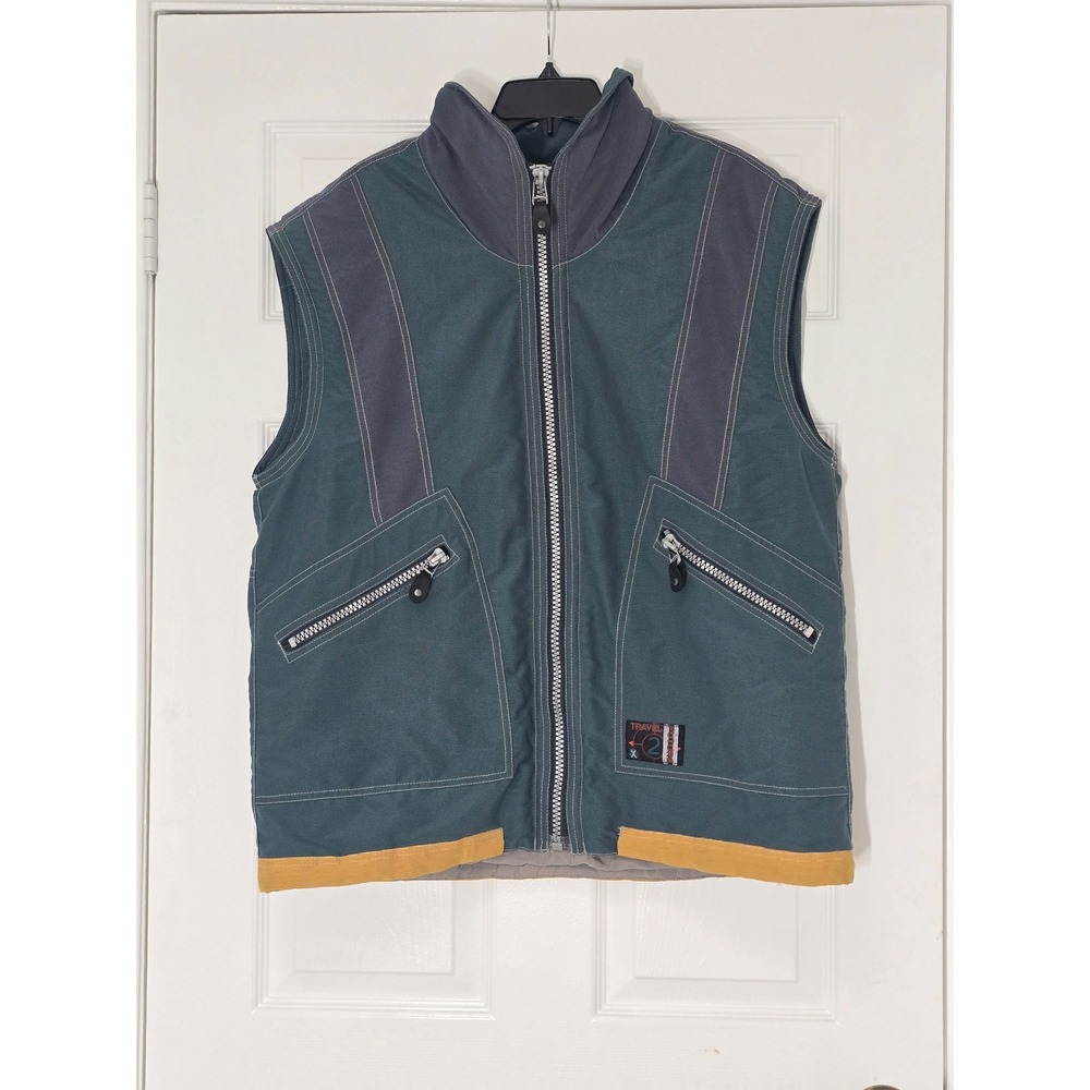 Travel 2 Future Passenger Mens Forest Green Utility Gorpcore Zip Up Vest XL - Picture 3 of 6